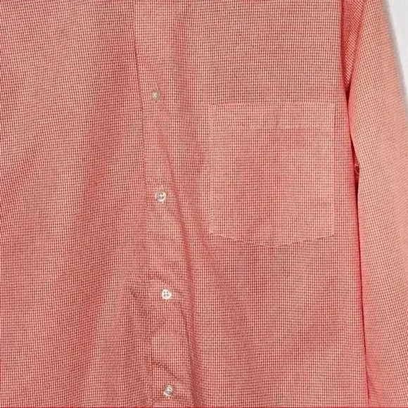 ARROW BUTTON DOWN PEACH GINGHAM LONG SLEEVE DRESS SHIRT MENS NECK SIZE 15 $34 - Picture 4 of 6